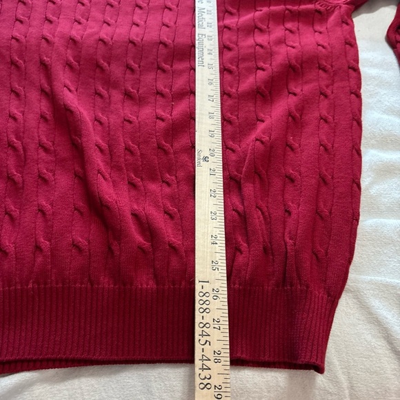 Club Room Men's Cable Knit Crewneck Sweater Red Pima Cotton SzXXL Preppy - Picture 6 of 7
